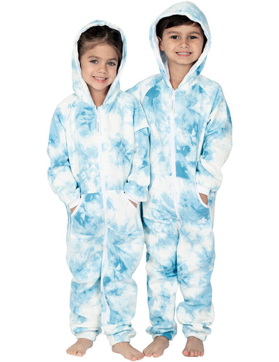 Tie Dye Blue Toddler Footless Hoodie Onesie