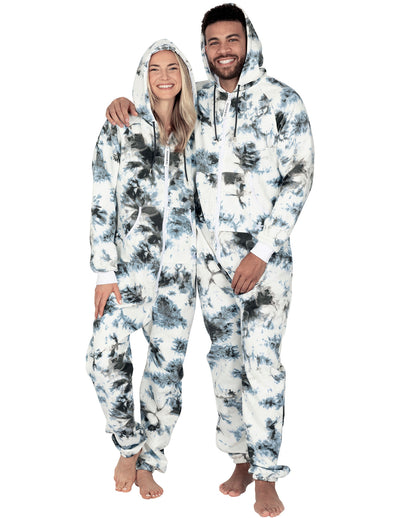 Tie Dye Black Adult Footless Hoodie Onesie