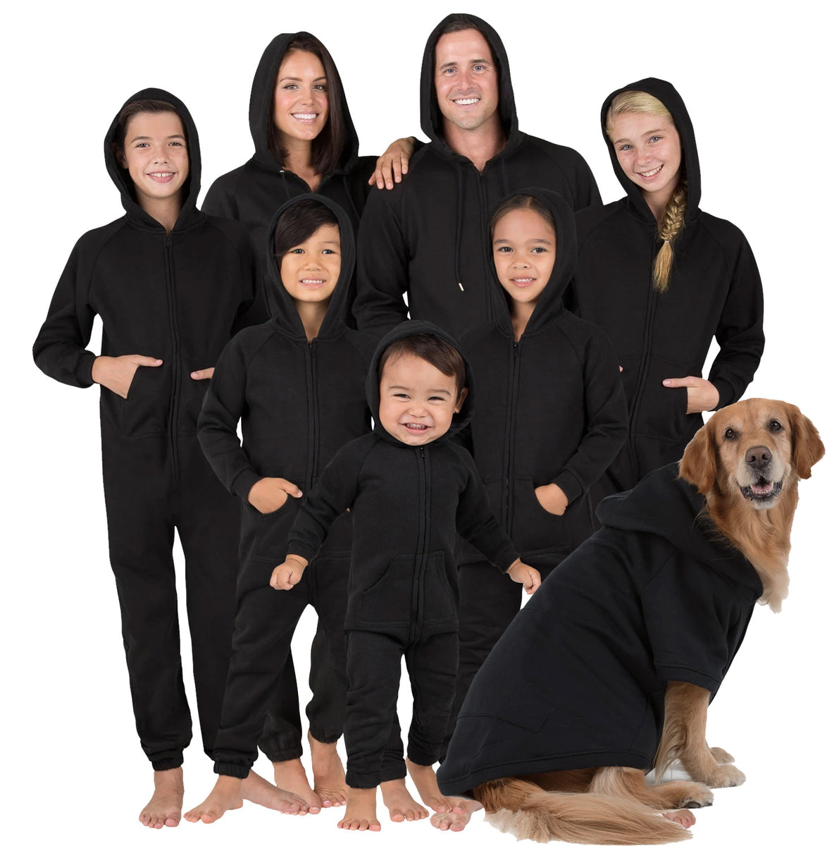 Tie Dye Black - Family Matching Hoodie Footed Pajamas  Onesies for Boys,  Girls, Men, Women and Pets - Footed Pajamas Co.