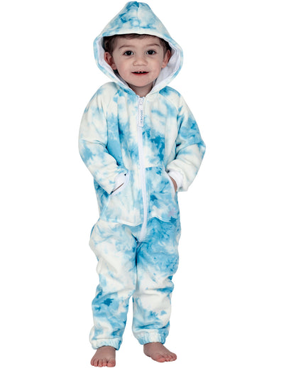 Tie Dye Blue Infant Footless Hoodie Onesie