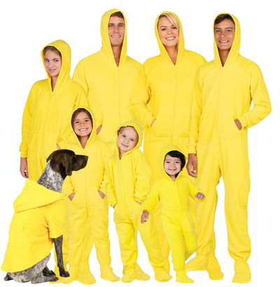 Family Matching Lemon Yellow Hoodie Fleece Onesie