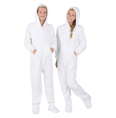 Family Matching Arctic White Hoodie Fleece Onesie