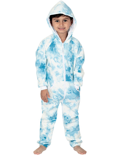 Tie Dye Blue Toddler Footless Hoodie Onesie