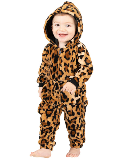 Cheetah Spots Infant Hoodie Footless Chenille