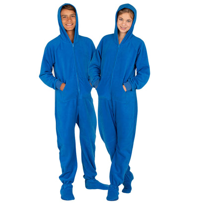 Family Matching Brilliant Blue Hoodie Fleece Onesie