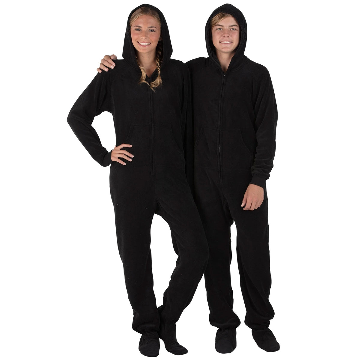 Family Matching Jet Black Hoodie Chenille Onesie