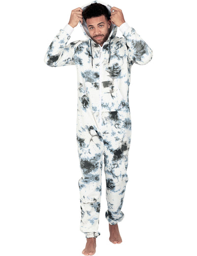 Tie Dye Black Adult Footless Hoodie Onesie