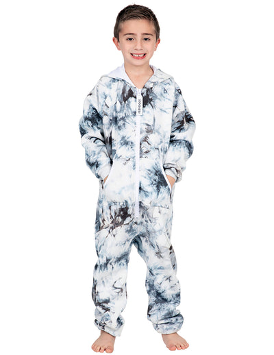 Tie Dye Black Kids Footless Hoodie Onesie