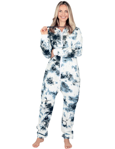 Tie Dye Black Adult Footless Hoodie Onesie