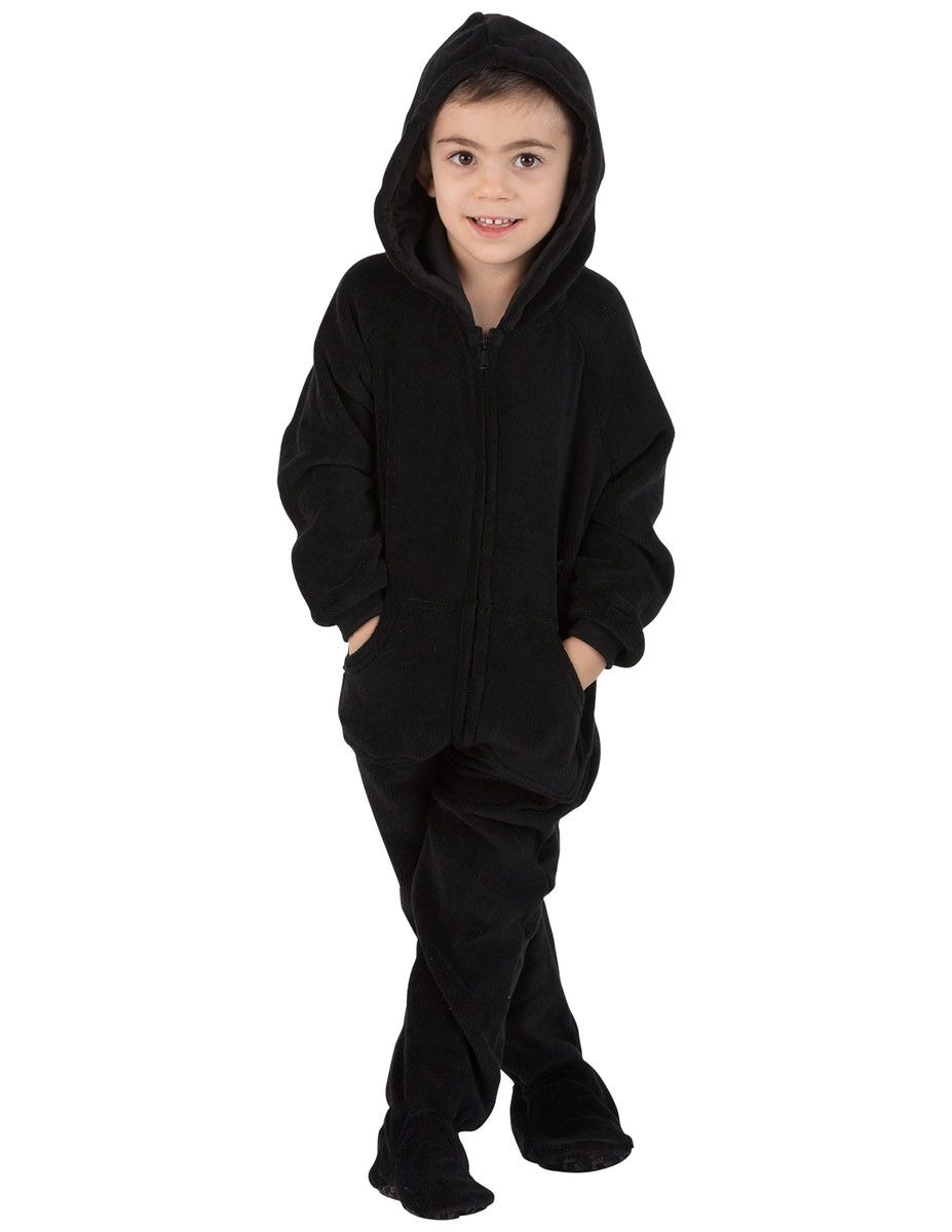 Jet Black Hoodie One Piece Infant Hooded Footed Pajamas Hooded One Piece Pjs Infant Hooded