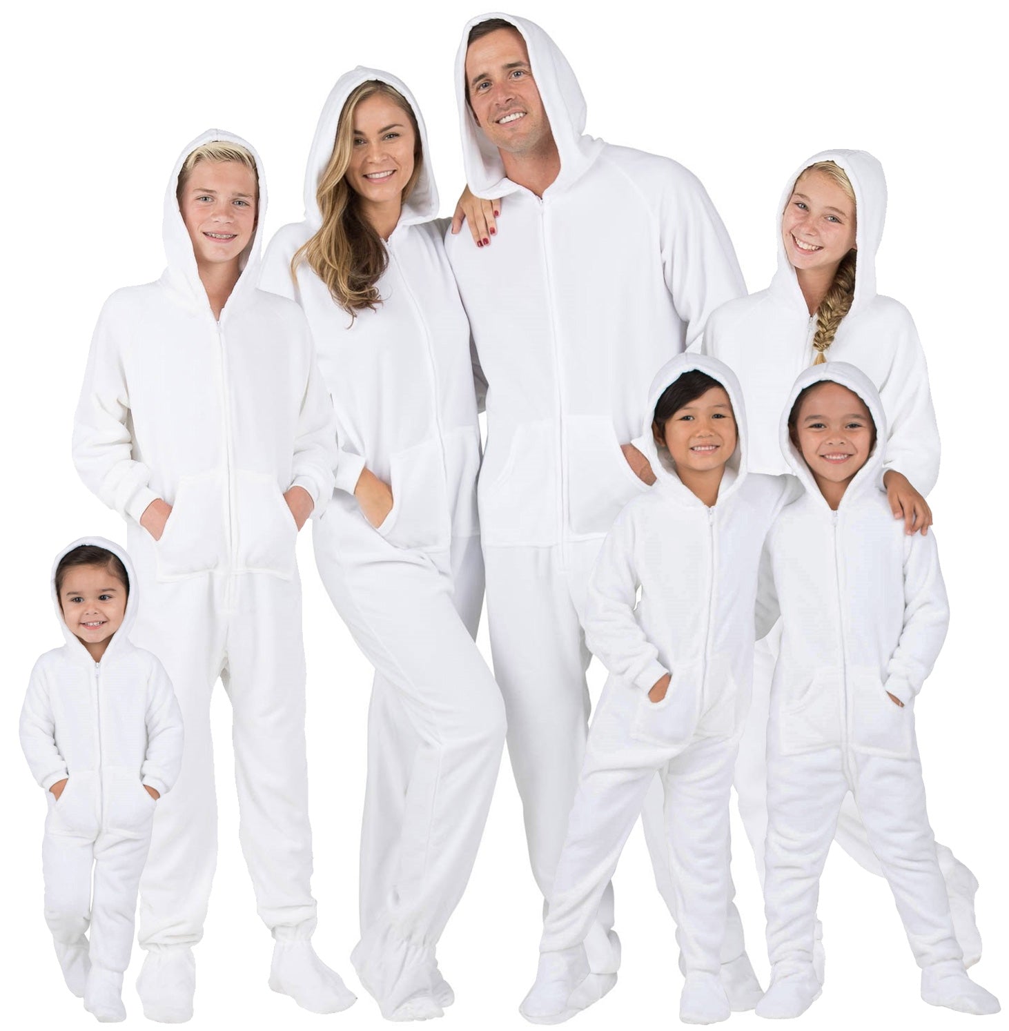 Family Matching Arctic White Hoodie Fleece Onesie