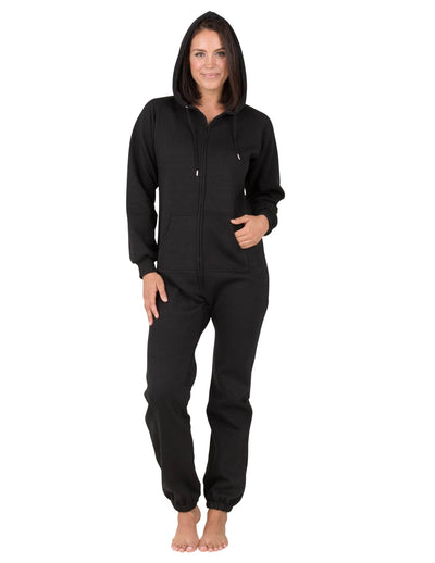 Pitch Black Adult Footless Hoodie Onesie