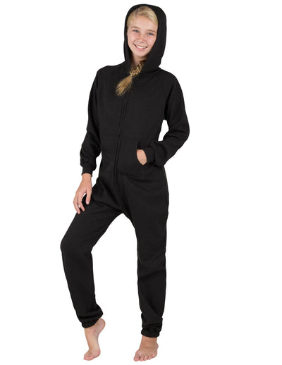 Pitch Black Kids Footless Hoodie Onesie