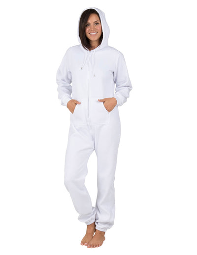 White Frosting Adult Footless Hoodie Onesie