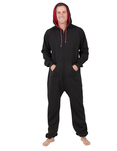 Black & Red Adult Footless Hoodie Onesie