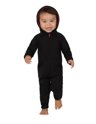 Black & Red Infant Footless Hoodie Onesie