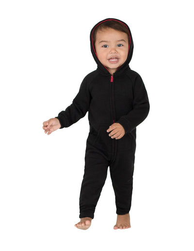 Black & Red Infant Footless Hoodie Onesie