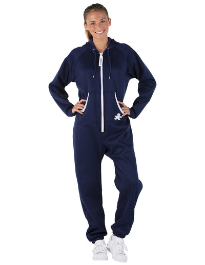 Navy Blue Kids Footless Hoodie Onesie