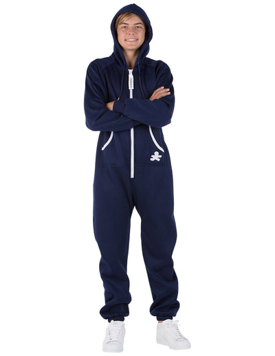 Navy Blue Kids Footless Hoodie Onesie