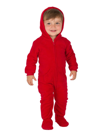 Bright Red Infant Hoodie Fleece Onesie