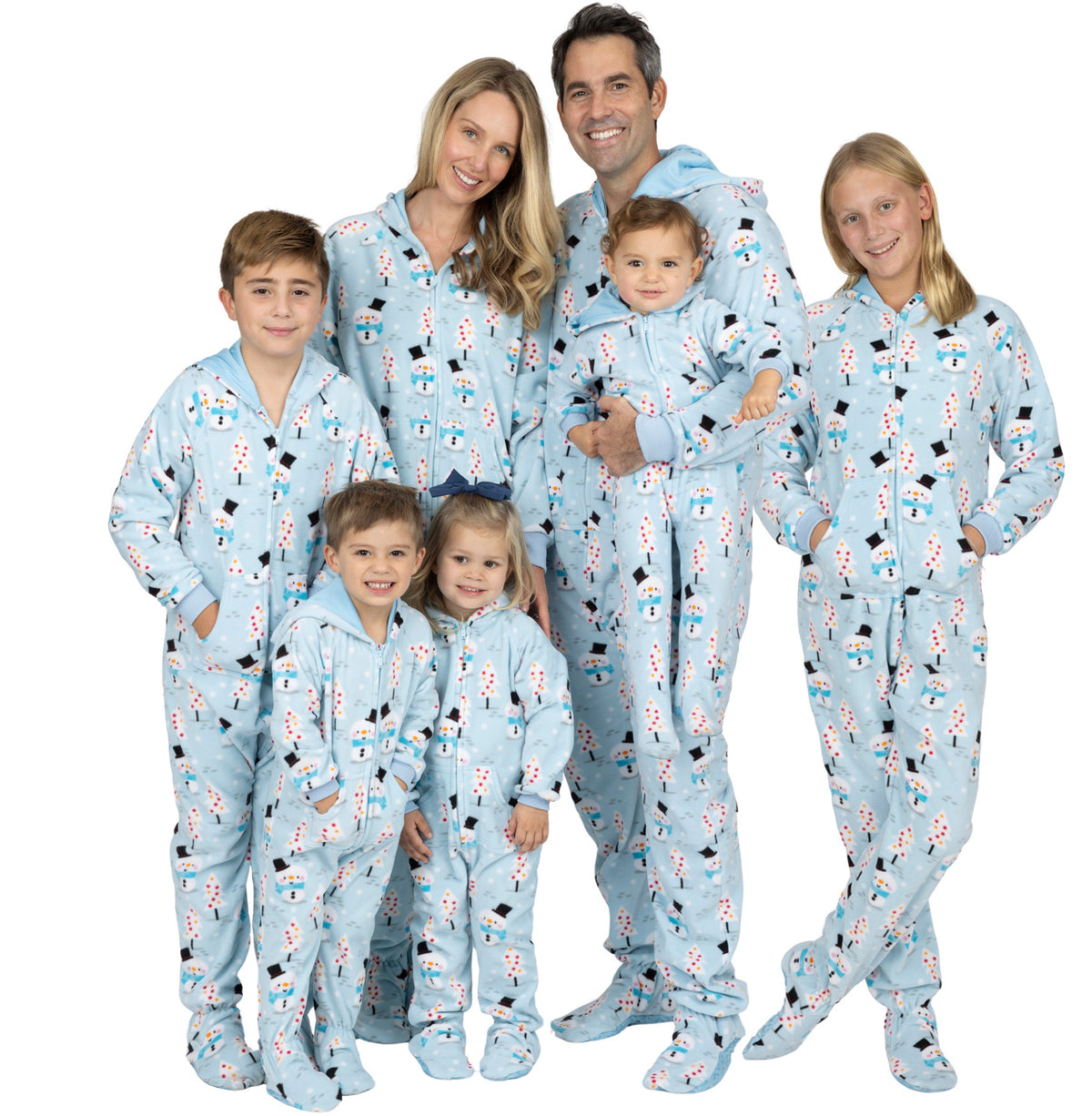 Family Matching Frosty Winter Hoodie Fleece Onesie