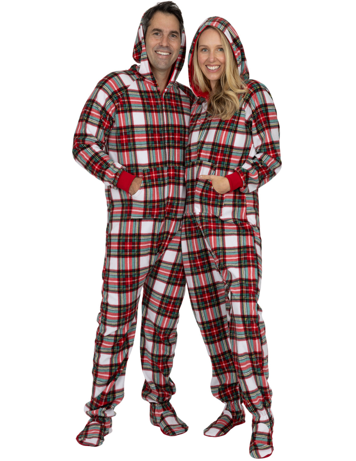 Festive Plaid Adult Hoodie Fleece Onesie
