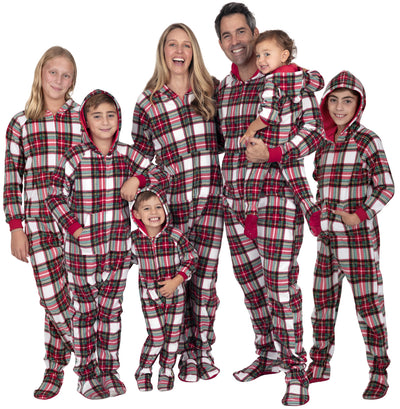 Family Matching Festive Plaid Hoodie Fleece Onesie