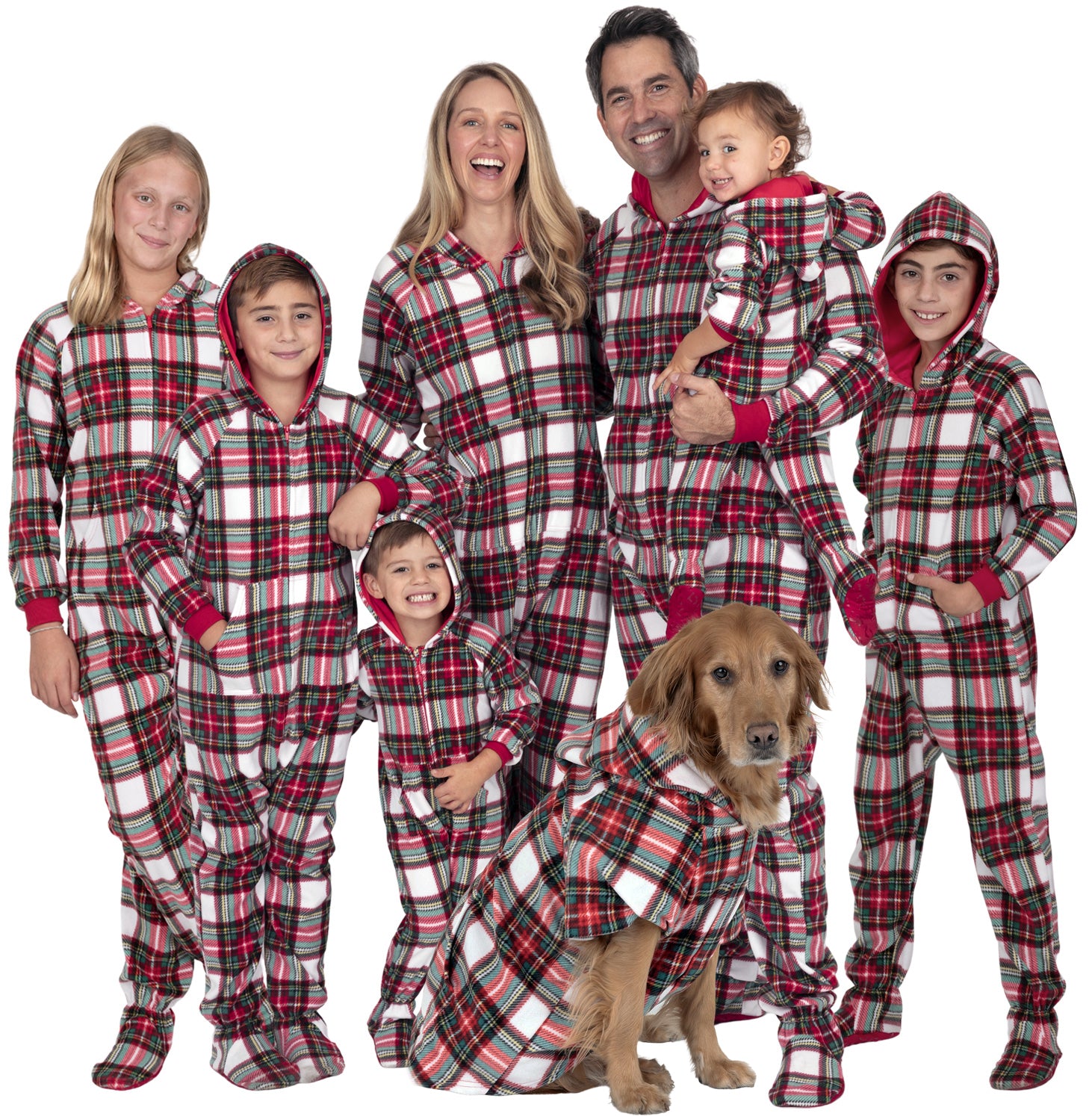 footedpajamas Family Matching Festive Plaid Hoodie Fleece Onesie
