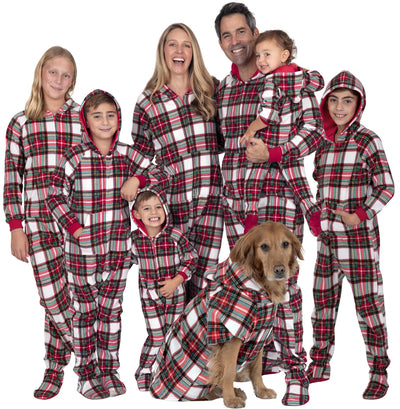 Family Matching Festive Plaid Hoodie Fleece Onesie