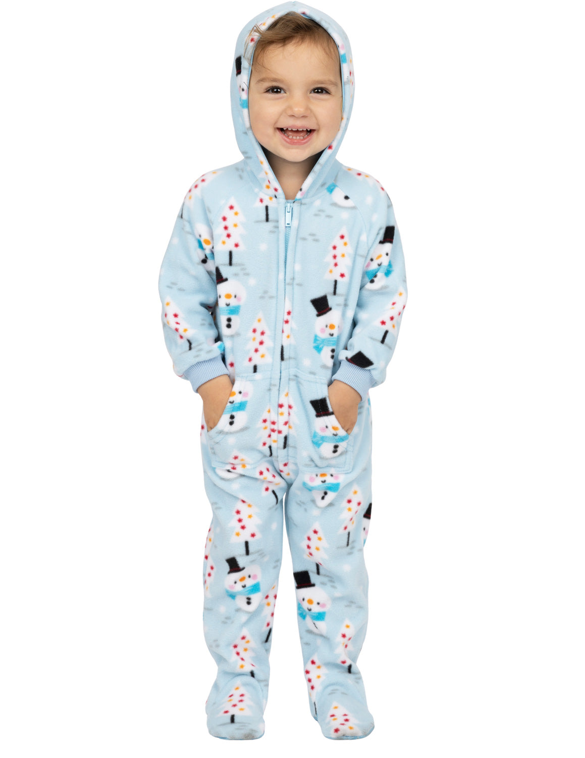 Frosty Winter Infant Hoodie Fleece Onesie