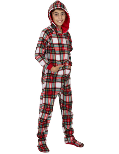 Festive Plaid Kids Hoodie Fleece Onesie