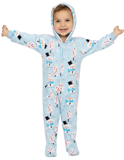 Frosty Winter Infant Hoodie Fleece Onesie