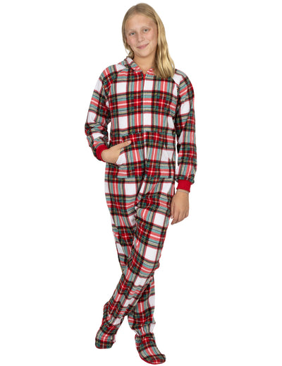 Festive Plaid Kids Hoodie Fleece Onesie