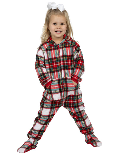 Festive Plaid Toddler Hoodie Fleece Onesie