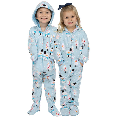 Family Matching Frosty Winter Hoodie Fleece Onesie