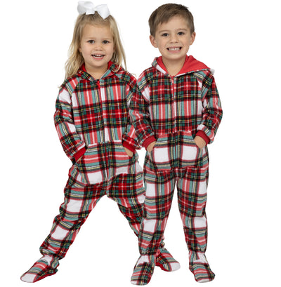 Family Matching Festive Plaid Hoodie Fleece Onesie