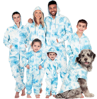 Family Matching Tie Dye Blue Hoodie Onepiece Onesie