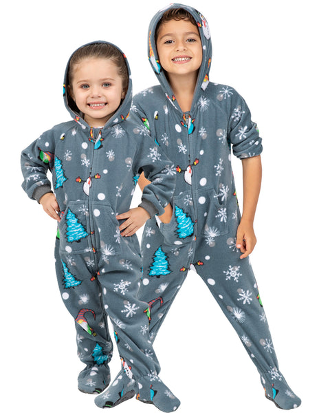Gnomes Greeting Hoodie One Piece - Adult Hooded Footed Pajamas, One Piece  Hooded Pjs