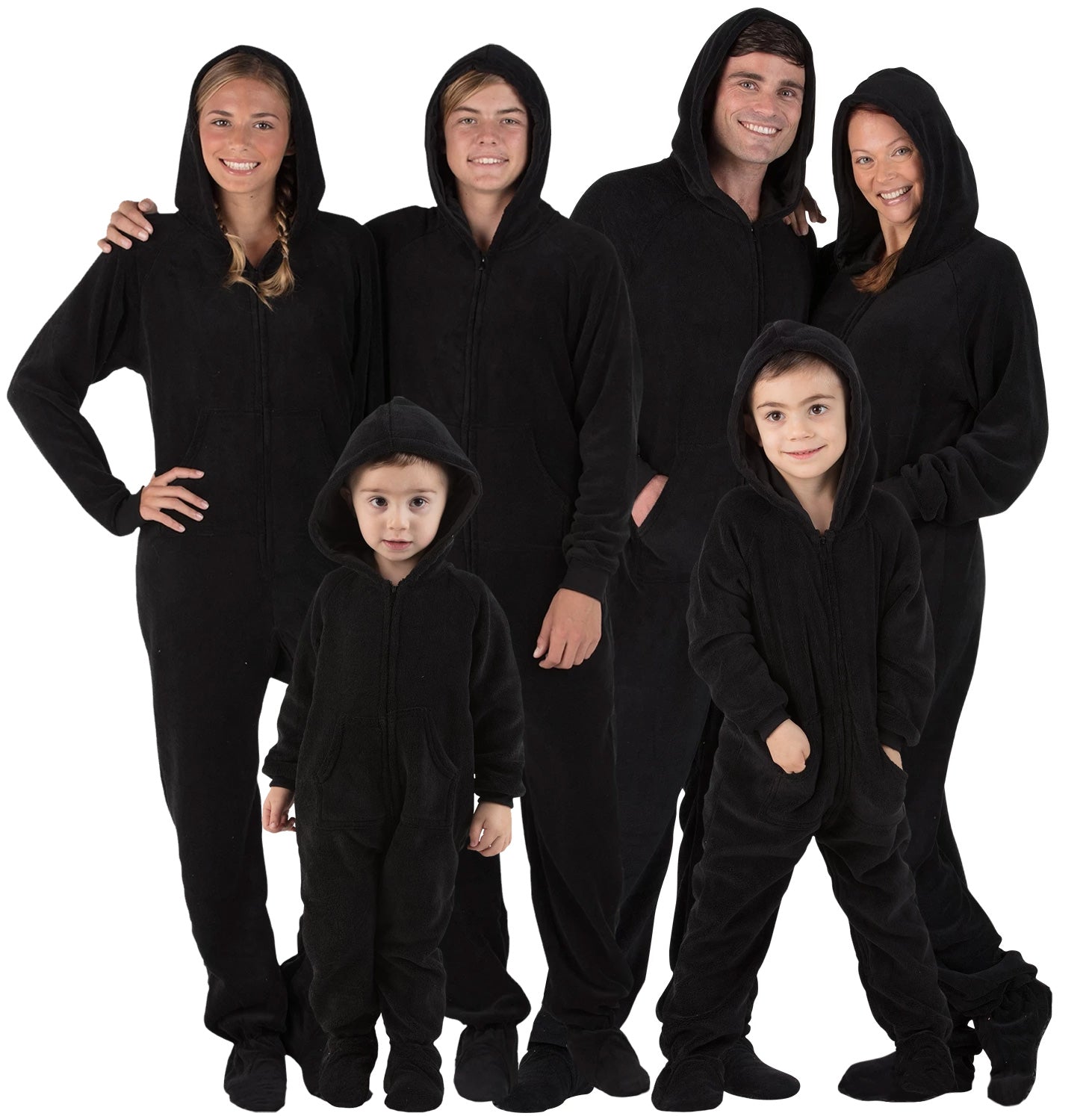 Family Matching Jet Black Hoodie Chenille Onesie