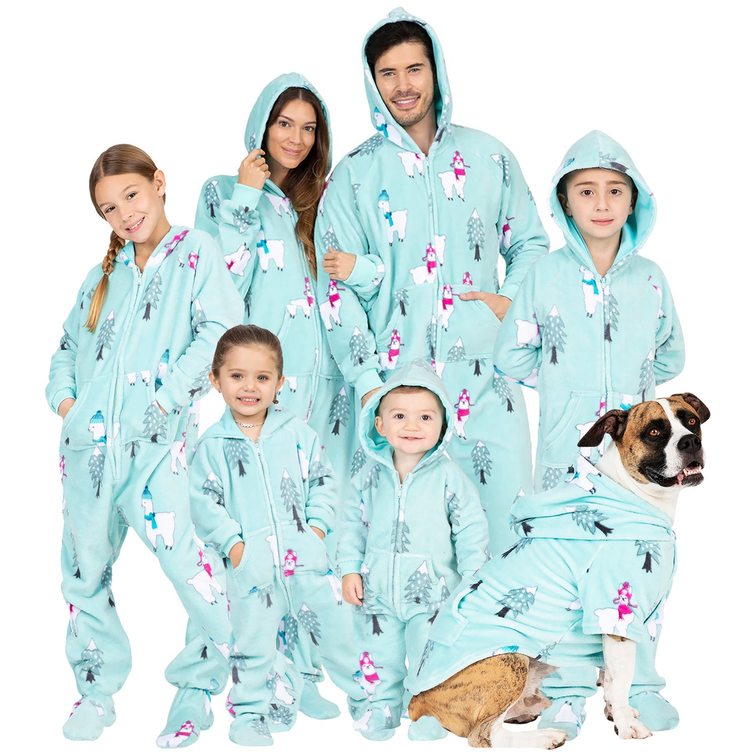 Family Matching Land Of Llamas Hoodie Chenille Onesie