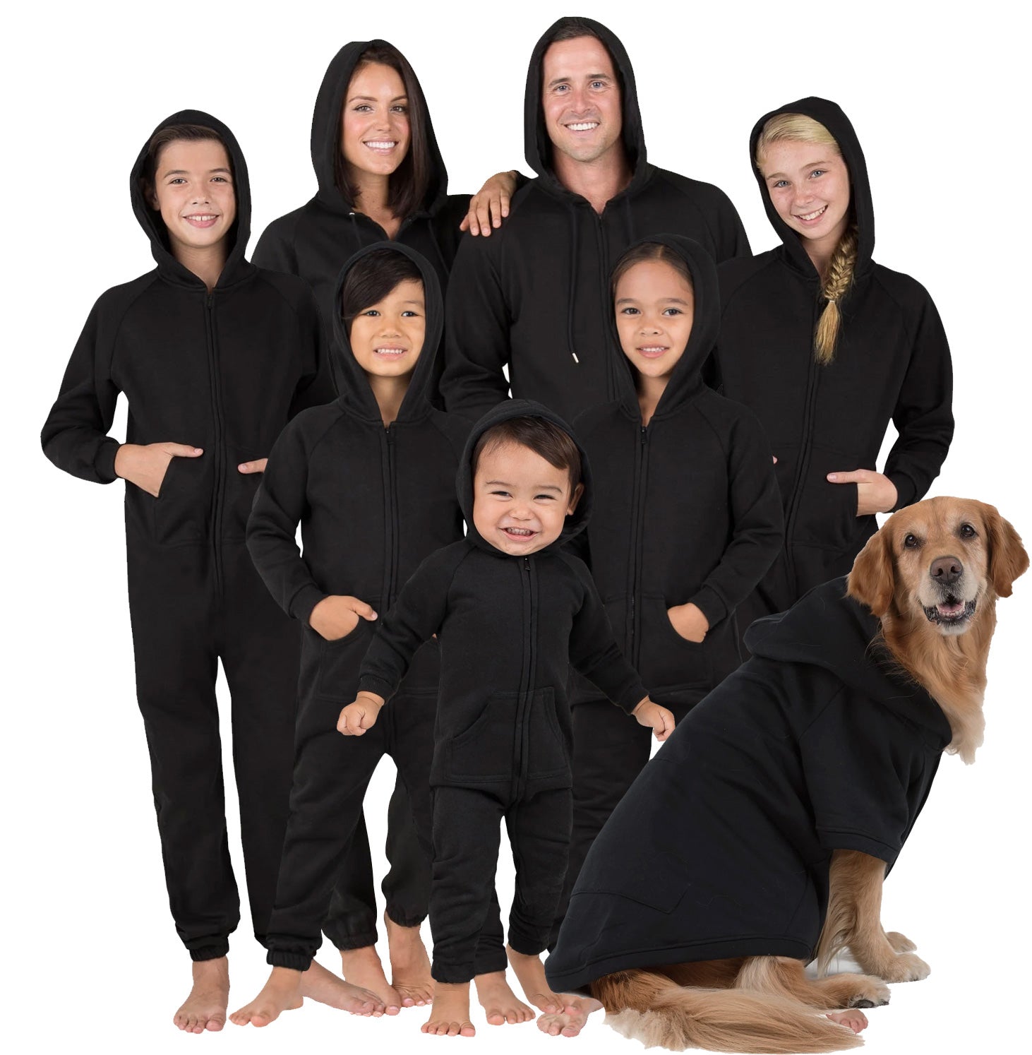 Family Matching Pitch Black Hoodie Onepiece Onesie