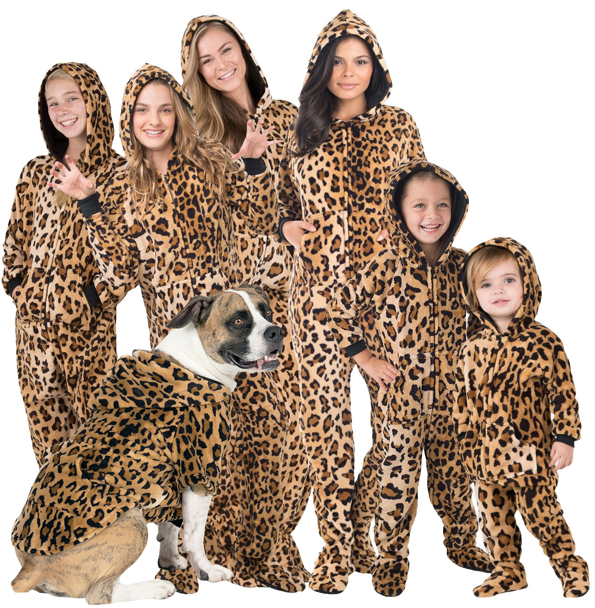 Family Matching Cheetah Spots Hoodie Chenille Onesie