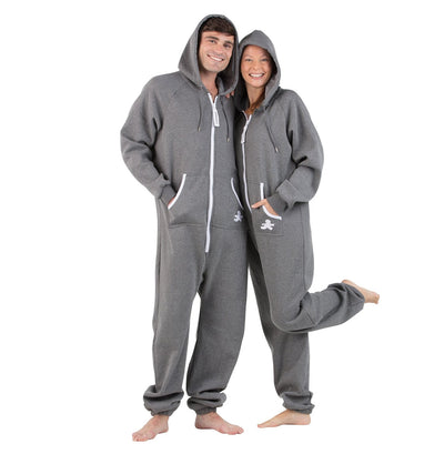 Charcoal Gray - Family Matching Hoodie Footed Pajamas  Onesies for Boys,  Girls, Men, Women and Pets - Footed Pajamas Co.