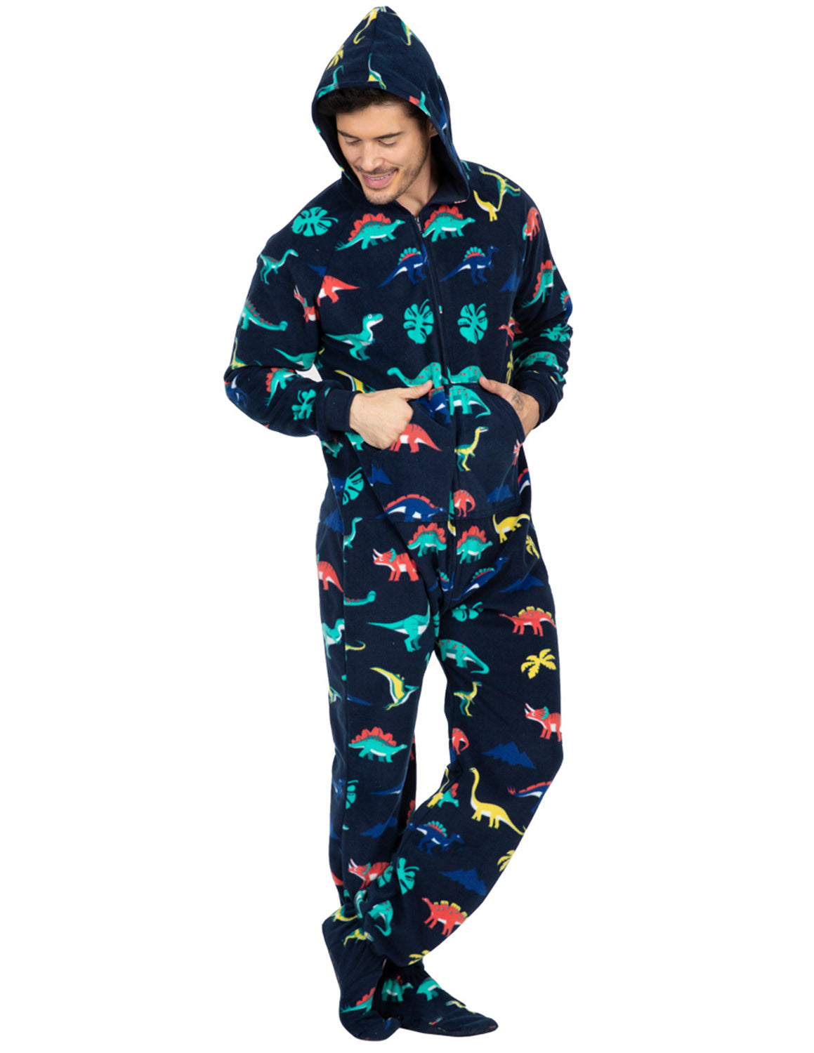 Adult Hoodie Fleece One Piece Footed Pajamas
