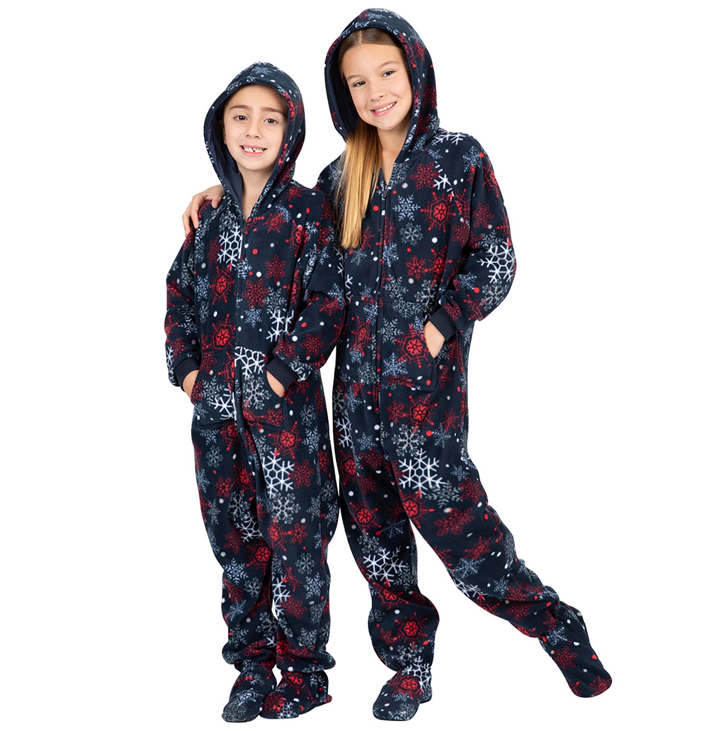 Winter Whiteout Hoodie One Piece - Adult Hooded Footed Pajamas, One Piece  Hooded Pjs