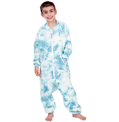 Family Matching Tie Dye Blue Hoodie Onepiece Onesie