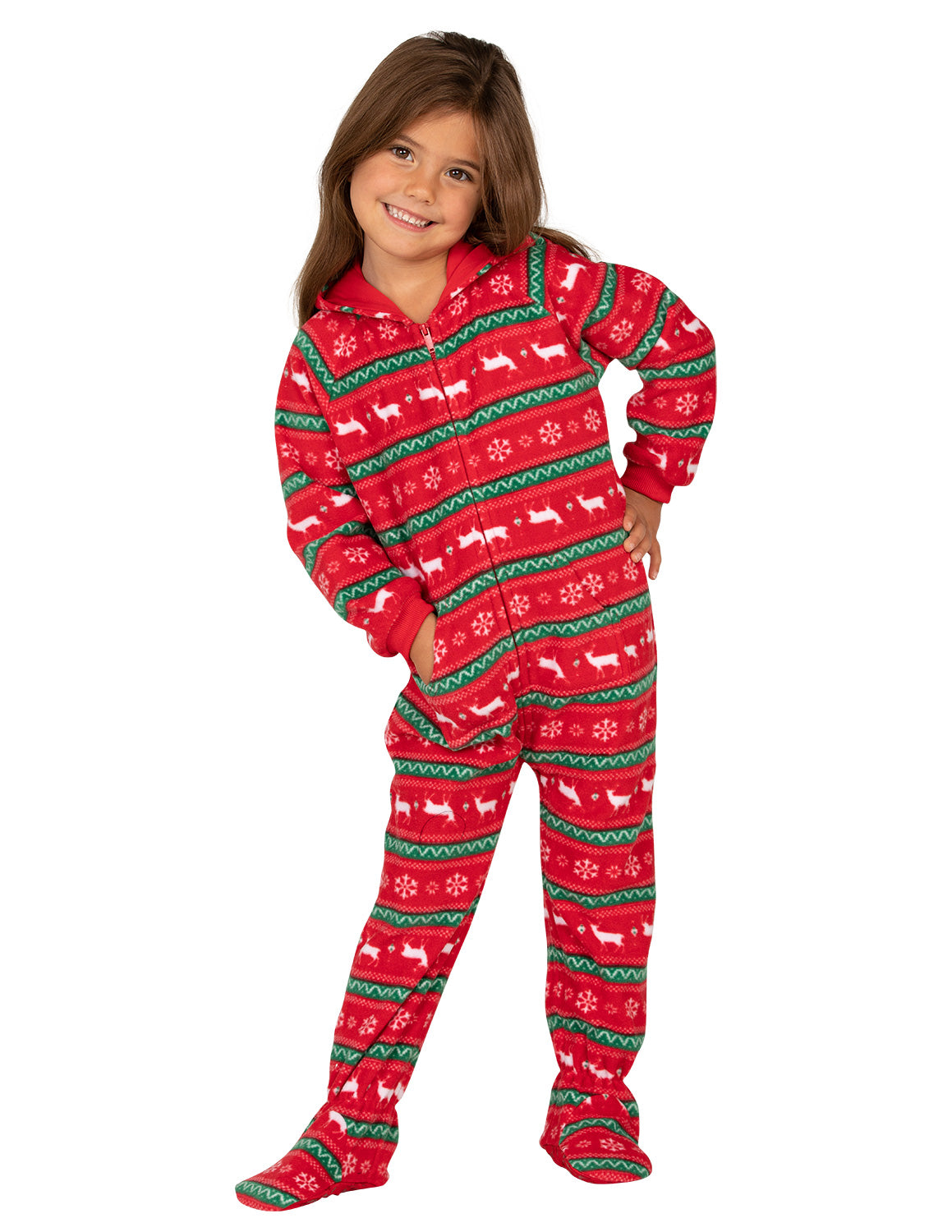 Family Matching Christmas Pajamas Hoodie Footie Pajamas Family
