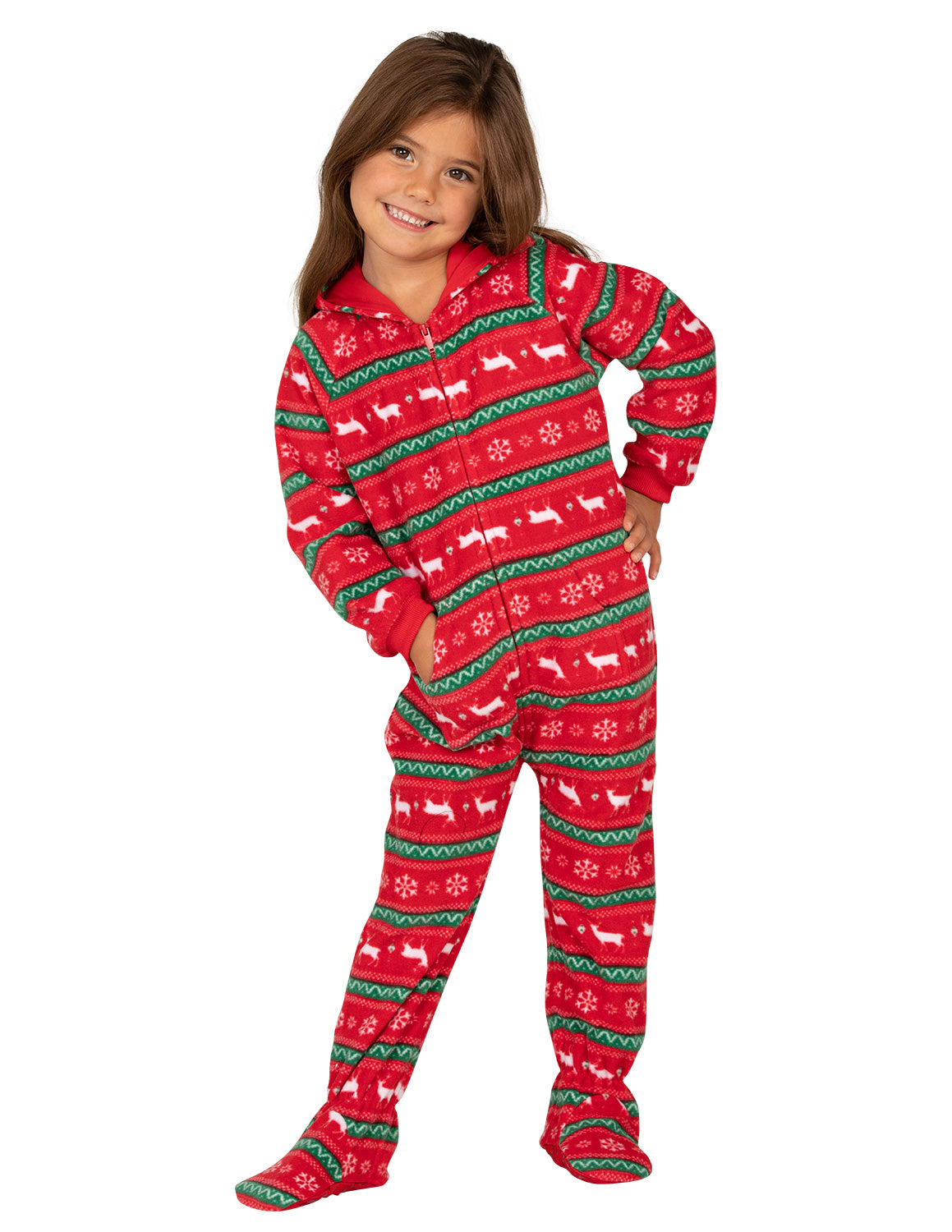 Hoodie Footie Red Fleece Onesie Pajamas for Boys & Girls