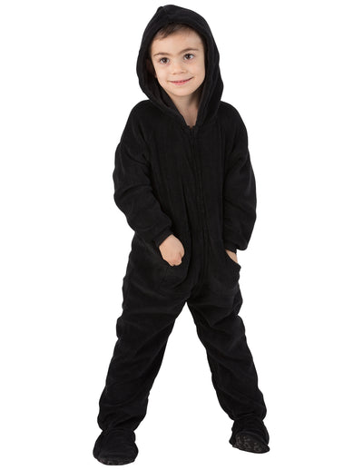 Jet Black Hoodie One Piece - Toddler Hooded Footed Pajamas, Hooded One  Piece Pjs