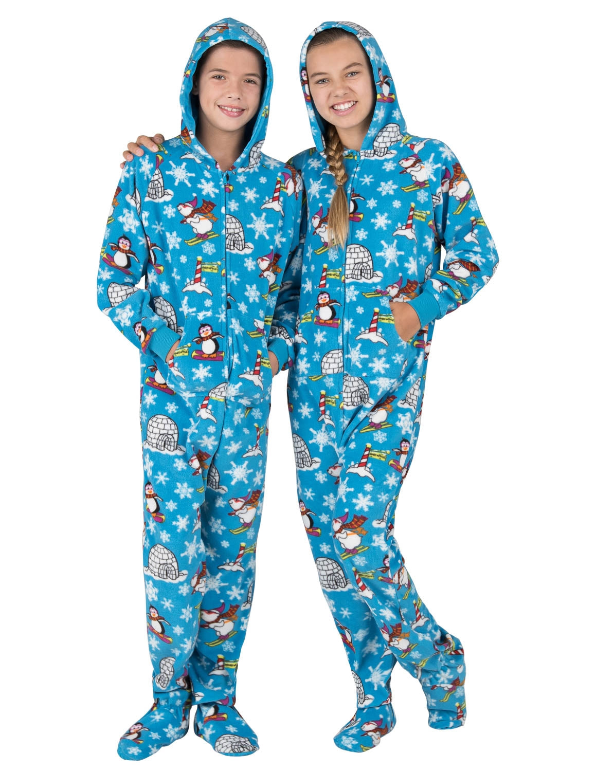 Arctic White Hoodie One Piece - Adult Hooded Footed Pajamas